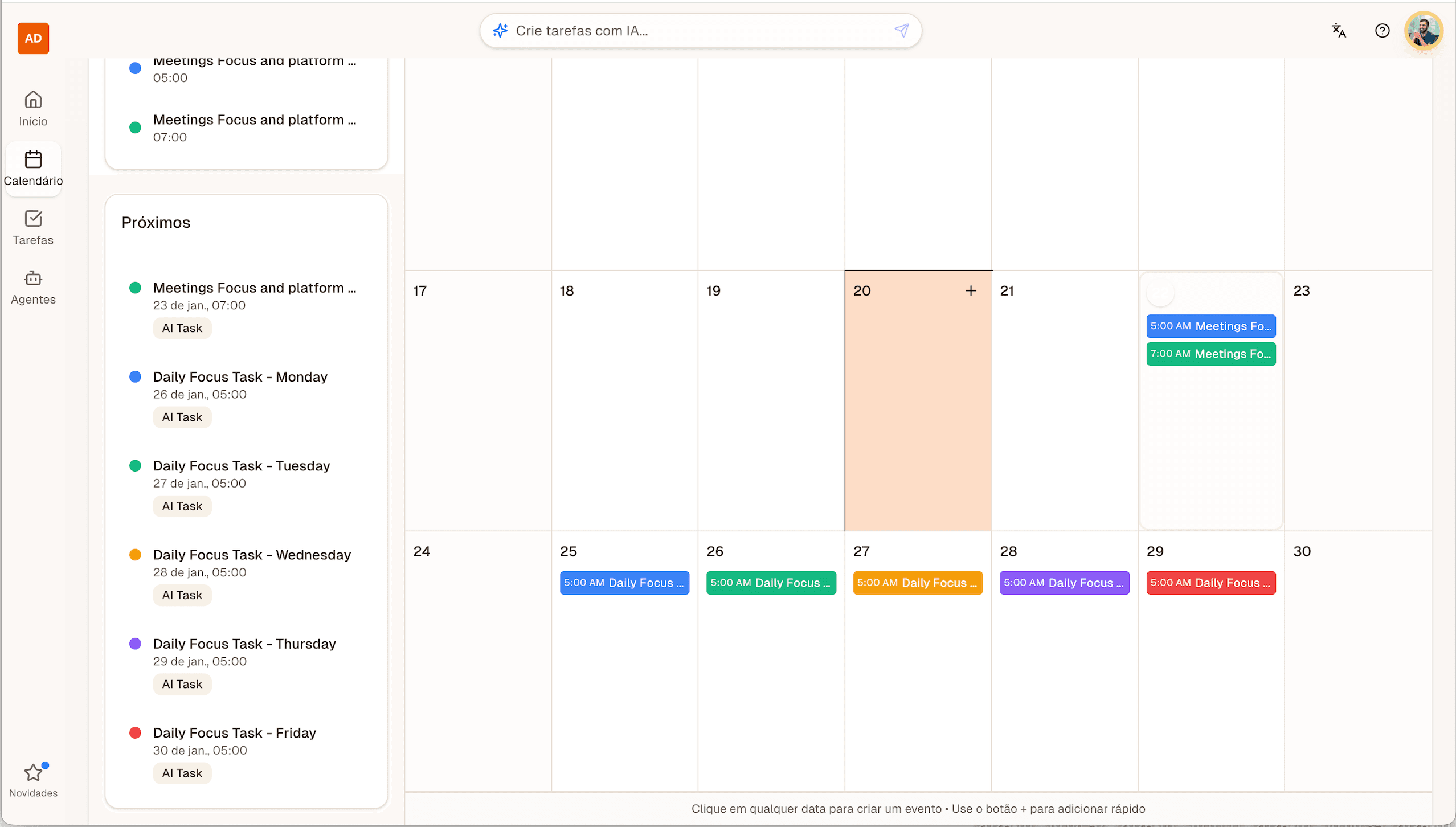 Calendário Inteligente